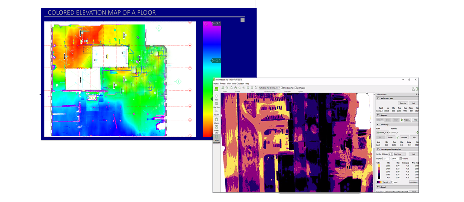 Colored Elevation map of Floor PMC Scan