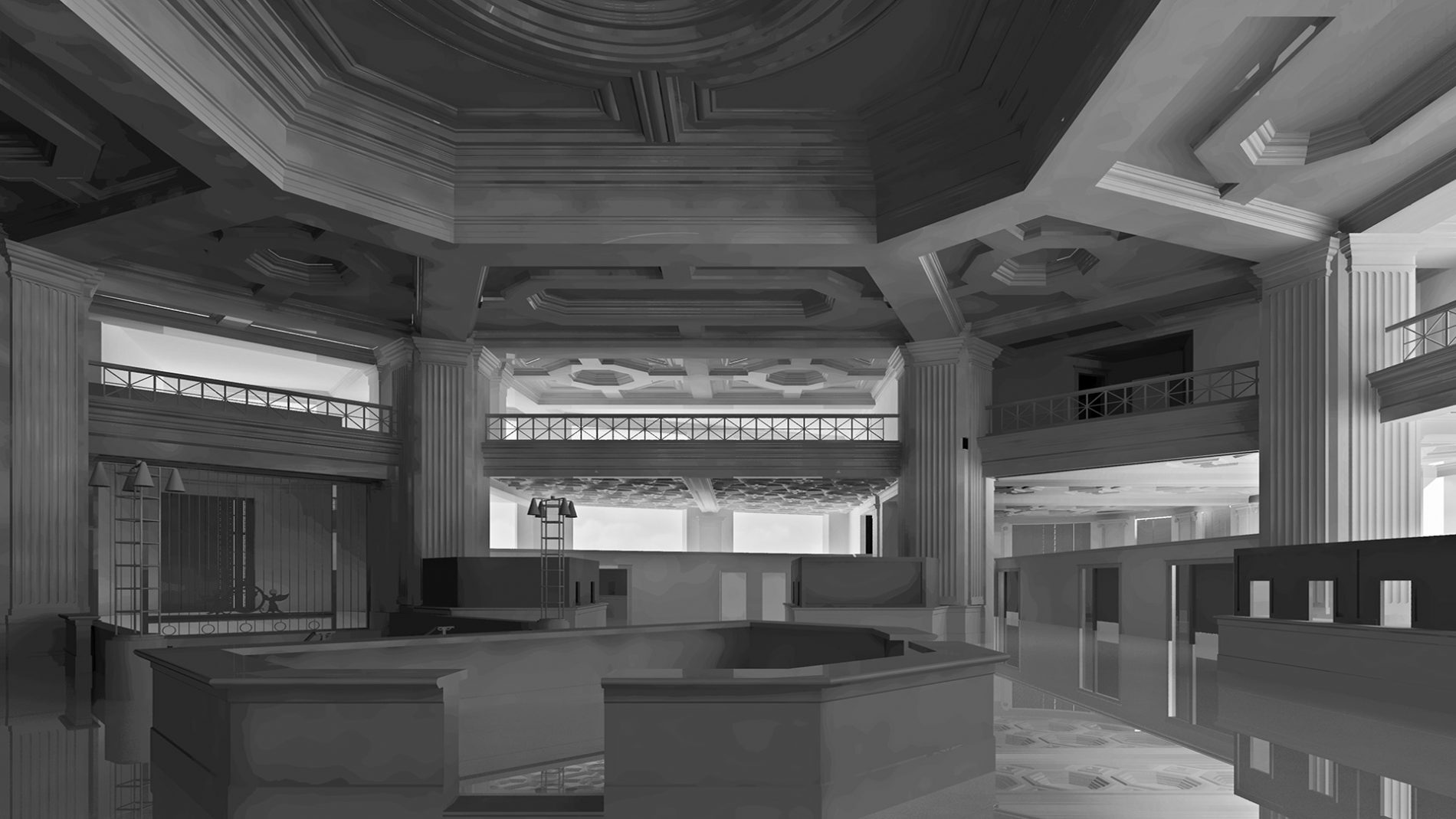 Ray trace rendered of the Historical Revit Model