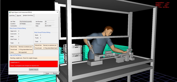 Man at workstation, reaching for parts